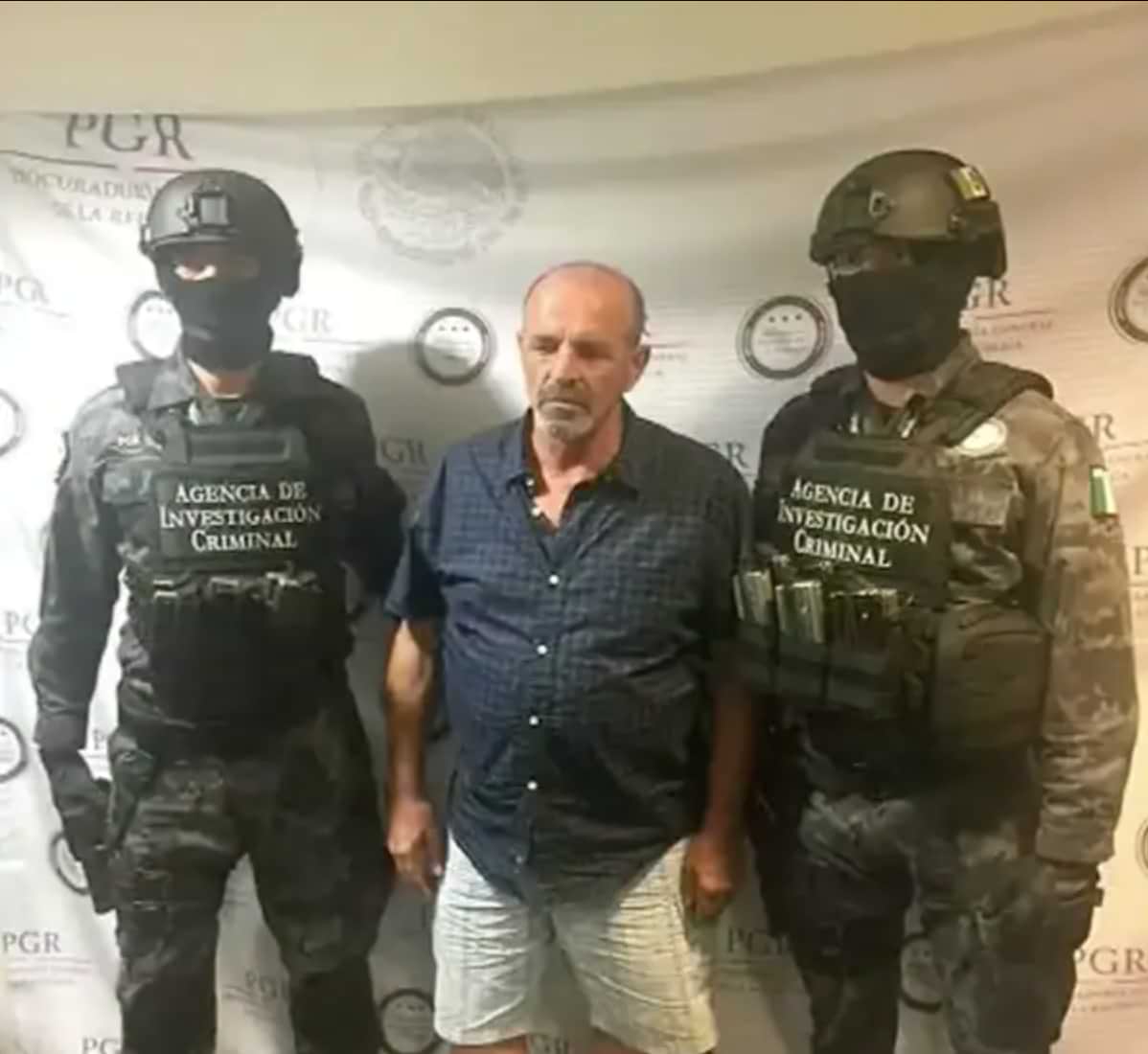 Giulio Perrone, who has been wanted in connection to drug trafficking, in custody in Mexico in March. Mexican attorney general/Univision